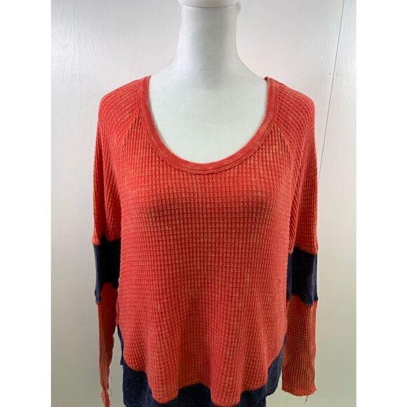 We The Free Orange Fashion Waffle Knit Thermal Top Size XS - Picture 5 of 11